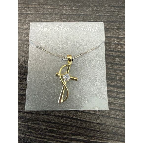 No Brand Jewelry - NWT Fine Silver Plated Gold and Silver Cross Necklace